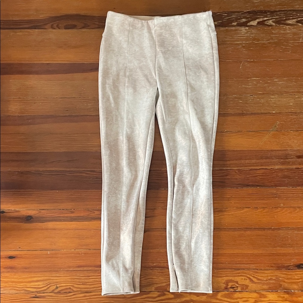Anthropologie Beige Suede-Look Ponte Leggings